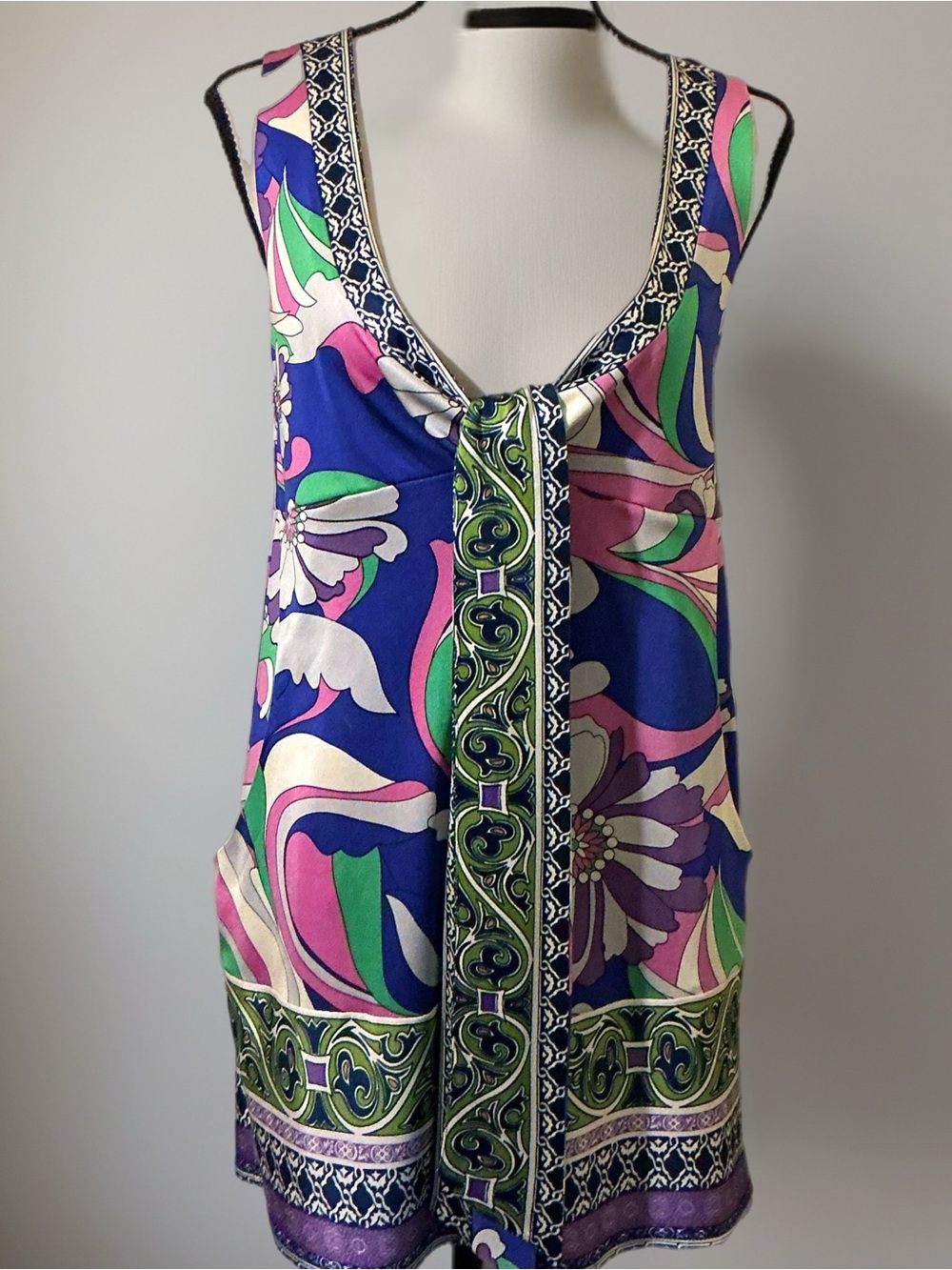 Hale Bob 100% Silk Dress Size S ColorfulFloral Print Resort Mini